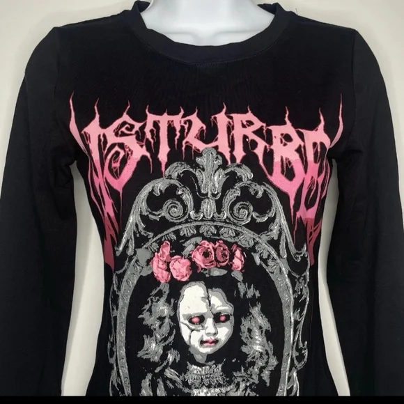 NWT Dolls Kill Distorted Reflections XXS Long Sleeved Top Tshirt!! - Picture 2 of 12